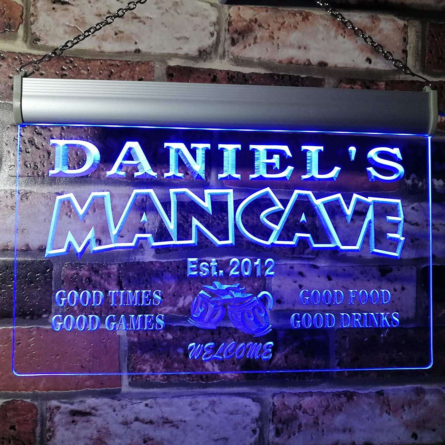 advpro man cave bar custom personalized name & date neon sign