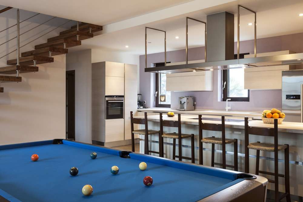 modern loft with billiards