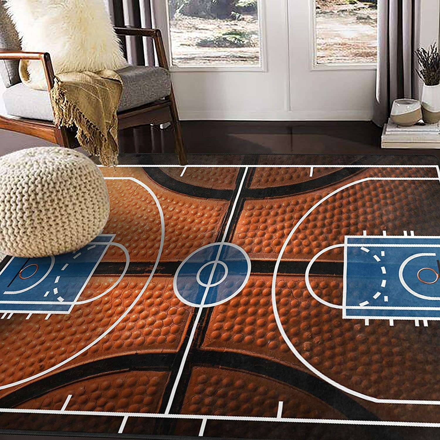 alaza basketball print court sport area rug for living room bedroom