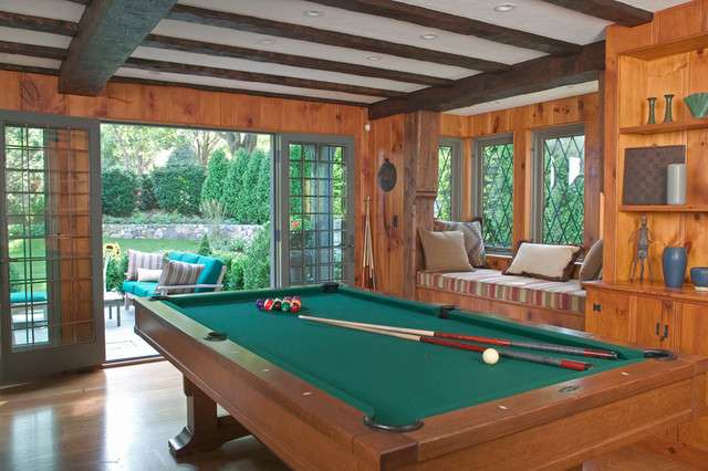 classic cottage style pool room design idea