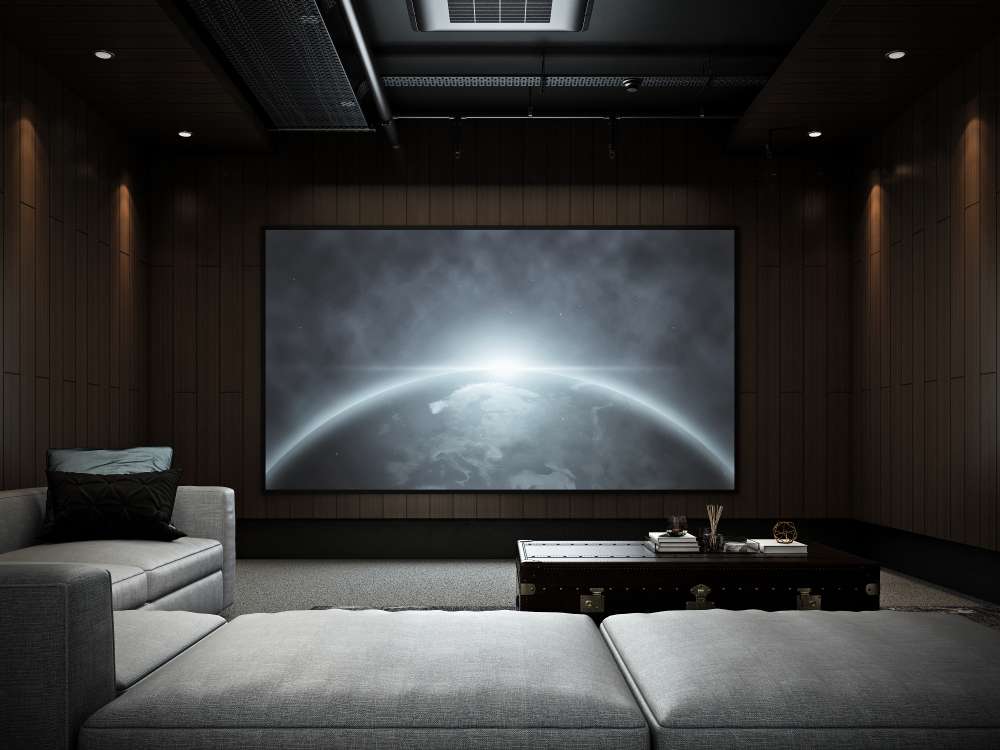 modern luxury home theater room 3d render