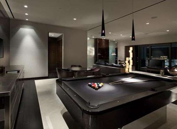 sleek and modern pool room design idea