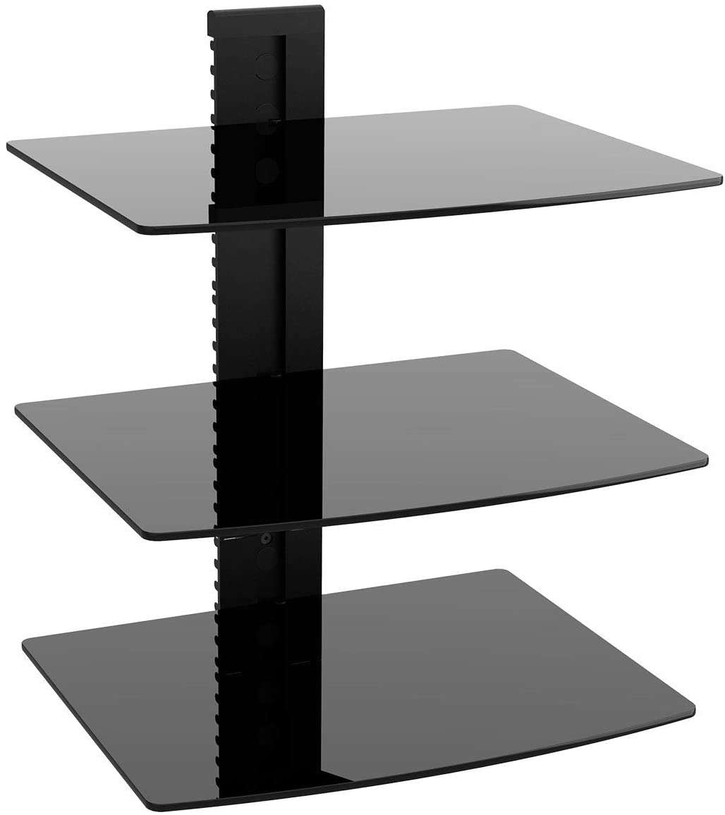 wali cs303b floating wall mounted shelf with strengthened tempered glasses