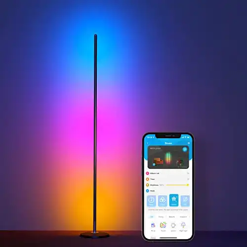 LED Corner Lamp Works with Alexa, Smart Modern Floor Lamp with Music Sync