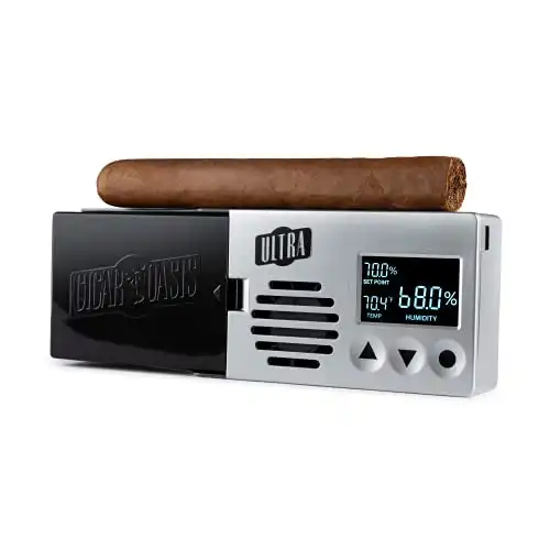 Cigar Oasis Ultra 3.0 Electronic Humidifier for 50-100 Cigar Humidors – Slim sleek profile with lid mount option