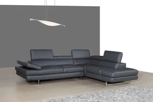 J and M Furniture A761 Italian Leather Sectional Slate Grey,