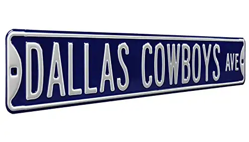 NFL Dallas Cowboys Ave -Navy, Metal Wall Decor- Large, Heavy Duty Steel Street Sign