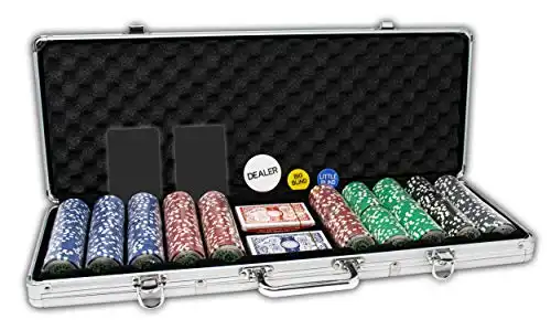 DA VINCI Professional Casino Del Sol Poker Chips Set with Case (Set of 500), 11.5gm, with Upgraded Case, 2 Decks of Plastic Playing Cards, Cut Cards and Dealer Buttons