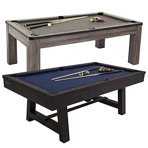 Atomic 7' Hampton 3-in-1 Combination Table Includes Billiards, Table Tennis, and Dining Table with Dual Storage Bench Seating, Grey