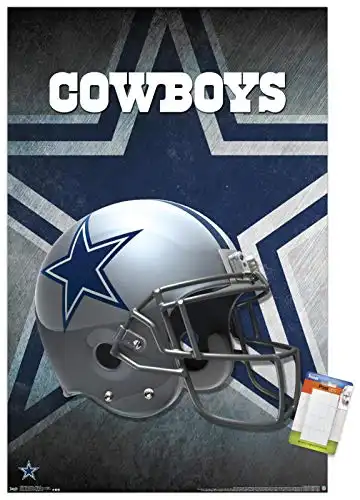 Trends International NFL Dallas Cowboys - Helmet 16 Wall Poster, 22.375" x 34", Poster & Mount Bundle
