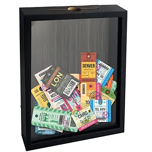 FramePro Ticket Shadow Box Top Loading Display Case Frame with Slot on Top, Black 8x10