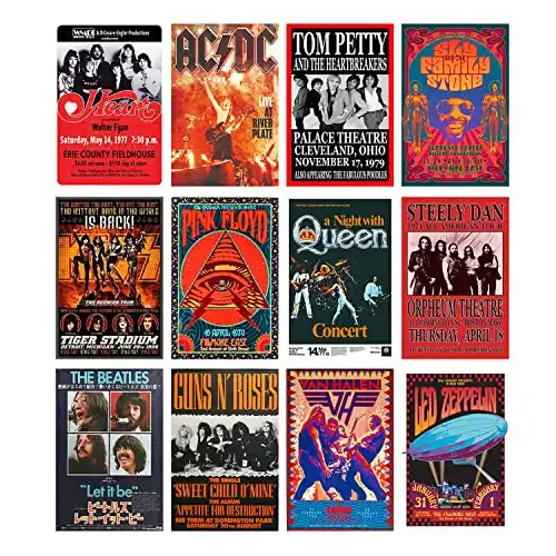 Woonkit Vintage Rock Band Posters for Room Aesthetic, 70s 80s 90s