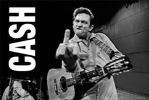 Johnny Cash Giving The Finger Classic Rock Country Music Poster Print 36x24