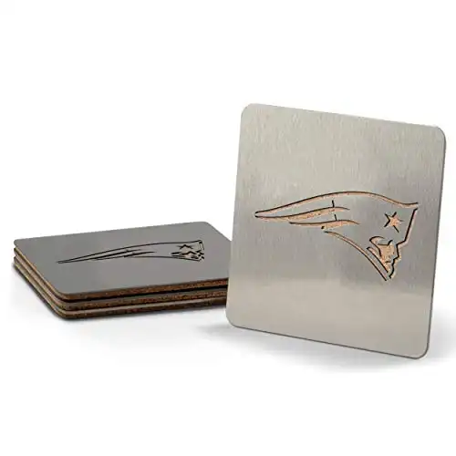 YouTheFan NFL New England Patriots Boaster Stainless Steel Coaster Set of 4 , 4" x 4"