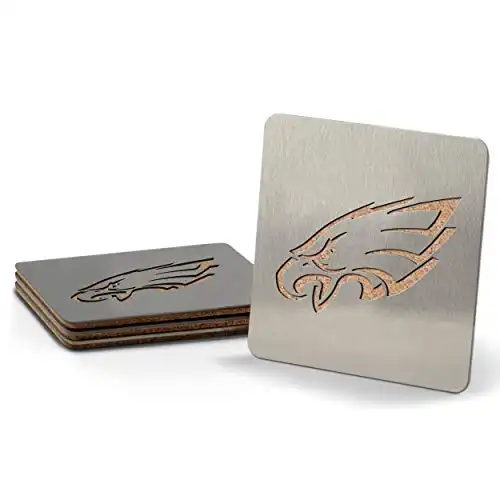 YouTheFan NFL Philadelphia Eagles Boaster Stainless Steel Coaster Set of 4, 4" x 4"