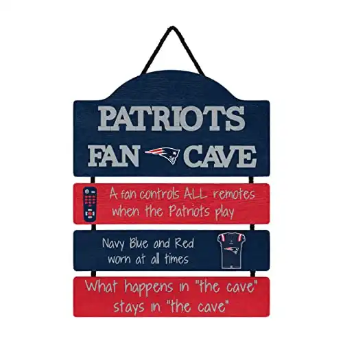 New England Patriots NFL Mancave Team Logo Man Cave Hanging Wall Sign