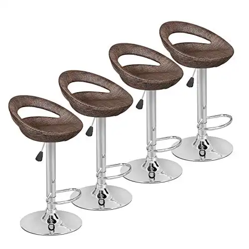 Set of 4 Bar Stools, Modern Adjustable Counter Height Kitchen Island Chairs Pub Swivel Stool, Barstools for Kitchen Counter Pub