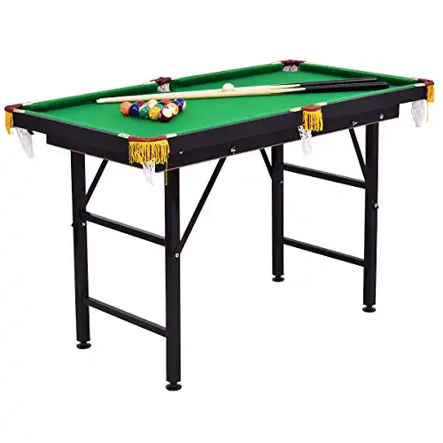 Costzon 47" Folding Billiard Table, Pool Game Table Includes Balls, Cues, Triangle, Chalk, Brush for Kids, Multipurpose Game Table for Parties & Family Gatherings (Black & Green)
