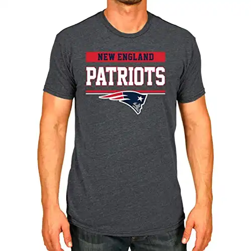 NFL Short Sleeve Charcoal T Shirt, Adult Sports Tee, Team Gear for Men and Women (New England Patriots - Black, Adult X-Large)
