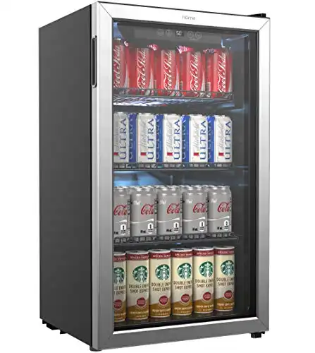 hOmeLabs Beverage Refrigerator and Cooler - 120 Can Mini Fridge with Glass Door for Soda Beer or Wine