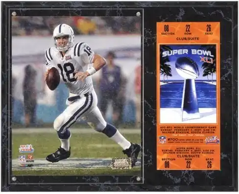 Indianapolis Colts Super Bowl XLI Peyton Manning Plaque with Replica Ticket - NFL Player Plaques and Collages