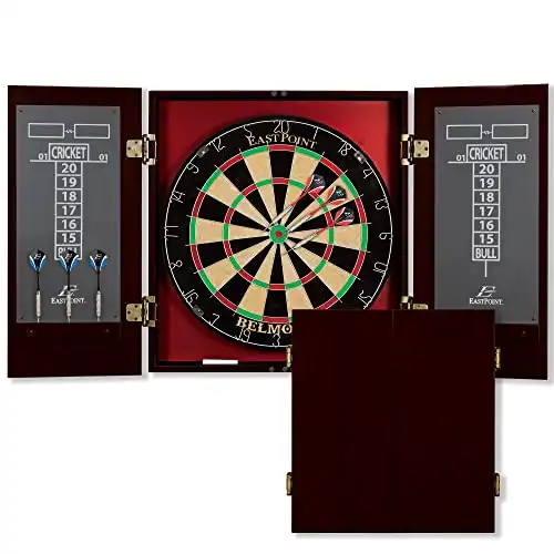 EastPoint Sports Belmont Bristle Dartboard and Cabinet Set - Features Easy Assembly - Complete with All Accessories