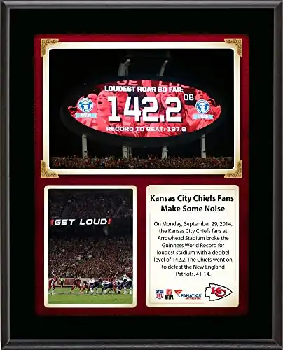 Kansas City Chiefs Fans Break The Guinness World Record For Loudest Stadium vs. New England Patriots Sublimated 10.5'' x 13'' Plaque - NFL Team Plaques and Collages