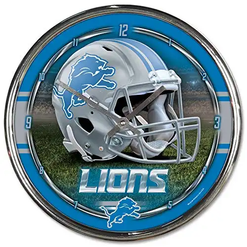 NFL Detroit Lions Chrome Clock, 12" x 12"