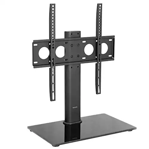 VIVO Black Universal TV Stand for 32 to 50 inch LCD LED Flat Screens, Tabletop VESA Mount with Tempered Glass Base and Cable Management STAND-TV00J