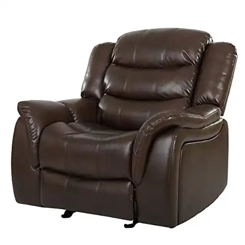 CHRISTOPHER KNIGHT HOME Merit Faux Leather Glider Recliner Club Chair, Dark Brown