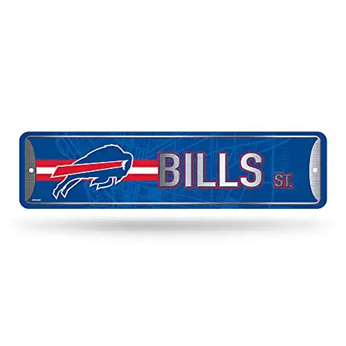 Rico Industries NFL Buffalo Bills Home Décor Metal Street Sign (4" x 15") - Great for Home, Office, Bedroom, & Man Cave - Made