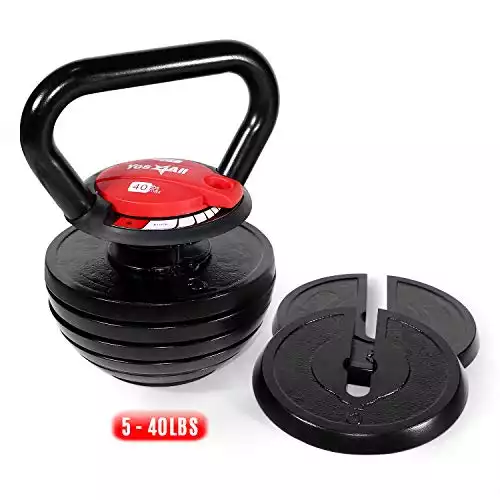 Yes4All Solid Cast Iron 10-40lb Adjustable Kettlebell Weights for HIIT and Cross Training Workouts