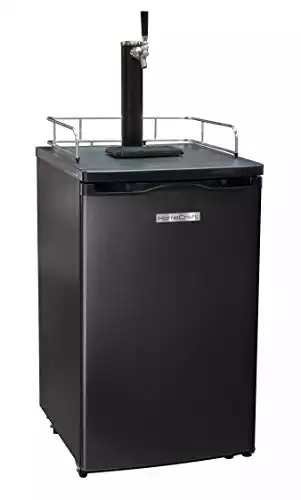 HomeCraft Black Stainless Steel Full-Size Kegerator Draft Beer Dispenser & Beer Cooler, Spring-Loaded Tap Dispenser, Holds 1/6, 1/4, 1/2 Barrels, 2.5-Pound CO2 Tank, Single Meter Regulator