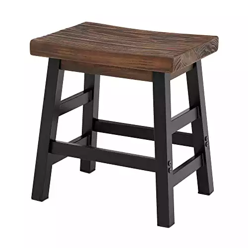 Alaterre Furniture Pomona 14" W x 19" D x 20" H Reclaimed Solid Wood & Metal Legs Natural Finish Farmhouse Barstool, Kitchen Furniture Seating for Dining Room or Loft