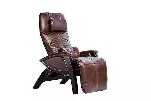 Svago ZGR Plus SV-395 Dual Power Infinite Position Zero Anti Gravity Recliner with Heat and Massage - Chestnut Faux Leat
